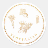 Rustic Chic Wildflowers Vegetarian Meal Choice  Ronde Sticker (Voorkant)