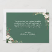 Rustic Chic Winter Floral Holly Berries Wedding Bedankkaart (Achterkant)