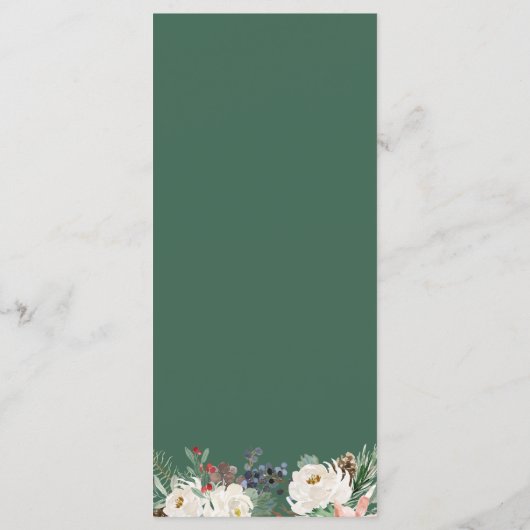 Rustic Chic Winter Floral Holly Berries Wedding Menu (Achterkant)