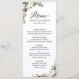 Rustic Chic Winter Floral Holly Berries Wedding Menu