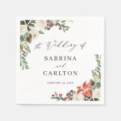 Rustic Chic Winter Floral Holly Berries Wedding Servet (Voorkant)