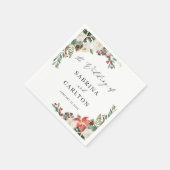 Rustic Chic Winter Floral Holly Berries Wedding Servet (Hoek)
