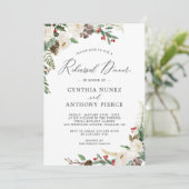 Rustic Chic Winter Floral Wedding Rehearsal Dinner Kaart (Staand voorkant)