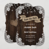 Rustic Chic Wood Burlap Wedding Save The Date (Voorkant / Achterkant)