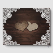 Rustic Chic Wood Lace Sunflower Wedding Guest Book Gastenboek (Achterkant)