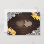 Rustic Chic Wood Lace Sunflower Wedding RSVP Kaartje (Achterkant)