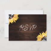 Rustic Chic Wood Lace Sunflower Wedding RSVP Kaartje (Achterkant)