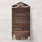 Rustic Chic Wood Light Cactus Cacti Wedding All In One Uitnodiging (Binnen)