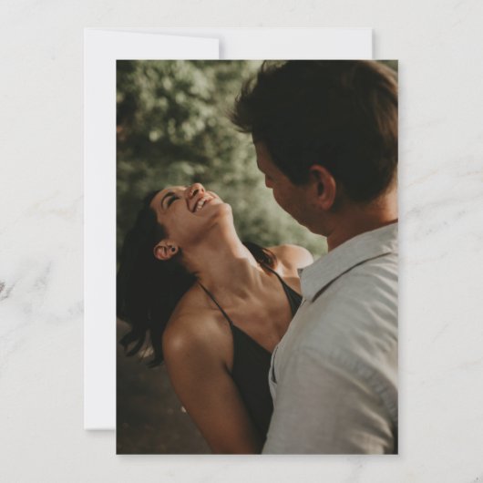 Rustic Chic Wood Light Photo Wedding Invita Kaart (Achterkant)