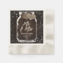 Rustic Chic Wood Mason Jar Mr & Mrs Wedding Servet