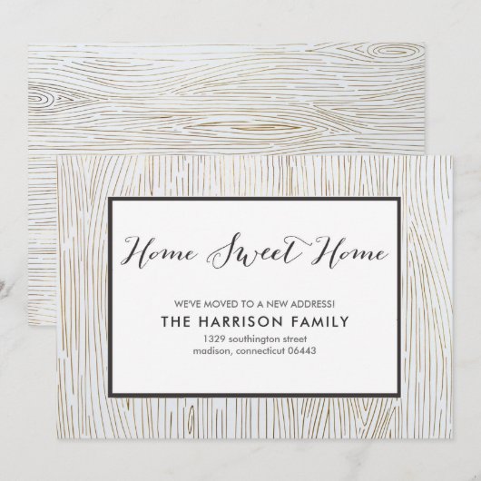 Rustic Chic Wood Sweet Home Verhuisaankondiging Aankondiging (Voorkant / Achterkant)
