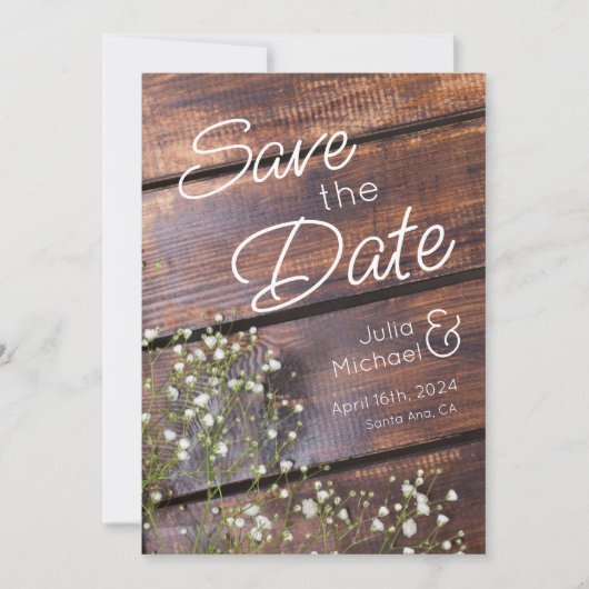 Rustic Chic Wooden Slats Save the Date (Voorkant)