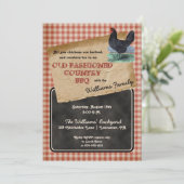 Rustic Chicken Backyard Cookout BBQ Picnic Kaart (Staand voorkant)
