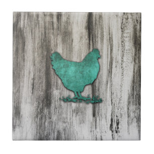 Rustic Chicken (Blauw) Tegeltje