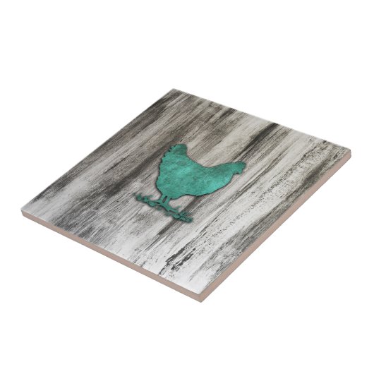 Rustic Chicken (Blauw) Tegeltje (Zijkant)