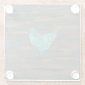 Rustic Chicken (Blauwgroen) Glazen Onderzetter (Achterkant)