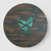 Rustic Chicken (Blauwgroen) Grote Klok (Voorkant)