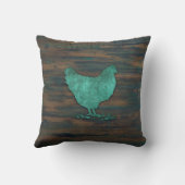 Rustic Chicken (Blauwgroen) Kussen (Achterkant)