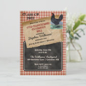 Rustic Chicken Cookout BBQ Graduation Party Kaart (Staand voorkant)