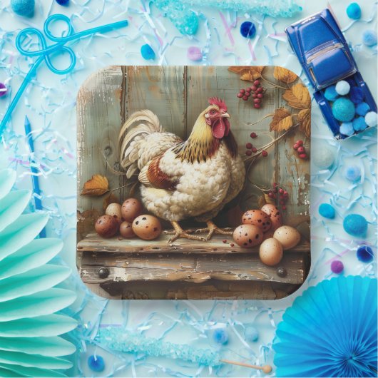 Rustic Chicken Coop Paper Bord (Feest)