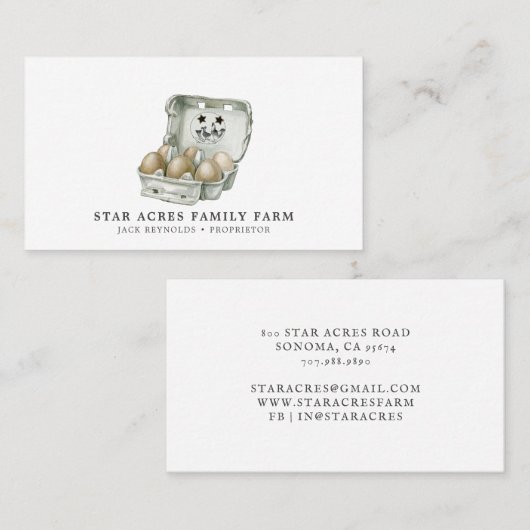 Rustic Chicken Egg Boerderij Visitekaartje (Voorkant / Achterkant)