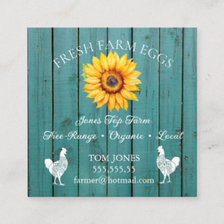Rustic Chicken Egg Farmer Business Card | Poultry Vierkante Visitekaartje