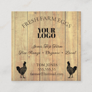 Rustic Chicken Egg Farmer Business Card | Poultry Vierkante Visitekaartje