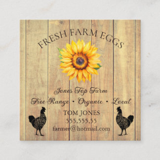 Rustic Chicken Egg Farmer Business Card | Poultry Vierkante Visitekaartje