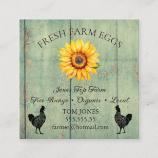 Rustic Chicken Egg Farmer Business Card | Poultry Vierkante Visitekaartje