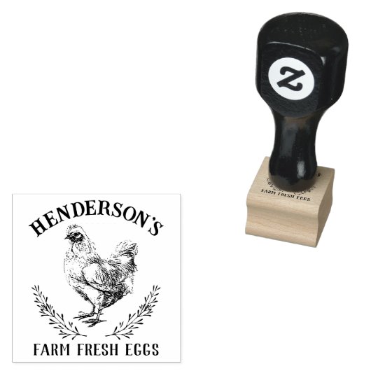 Rustic Chicken Egg Stamp Rubberstempel (Gestempeld)