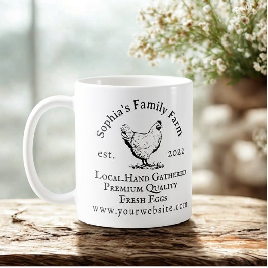Rustic Chicken Farm Business Black Text Koffiemok