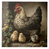 Rustic Chicken Hen with Chicks Tegeltje (Voorkant)