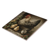 Rustic Chicken Hen with Chicks Tegeltje (Zijkant)