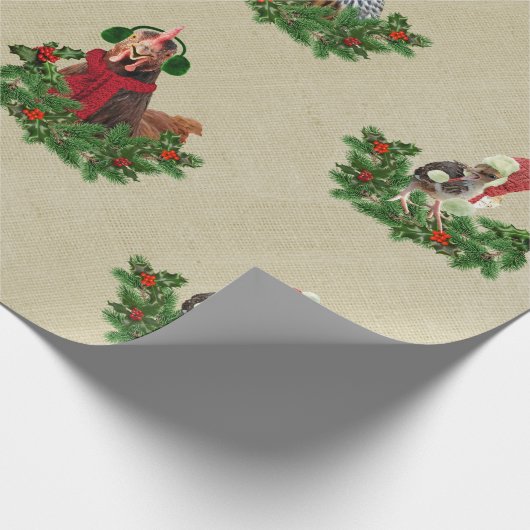Rustic Chicken Holiday Cadeaupapier (Hoek)