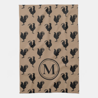 Rustic Chicken n' Rooster Farmhouse Monogram Theedoek