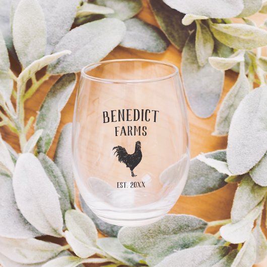 Rustic Chicken Personalised Boerderij Name Wijnglas Zonder Voet