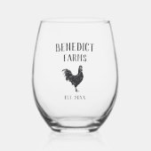 Rustic Chicken Personalised Boerderij Name Wijnglas Zonder Voet (Voorkant)