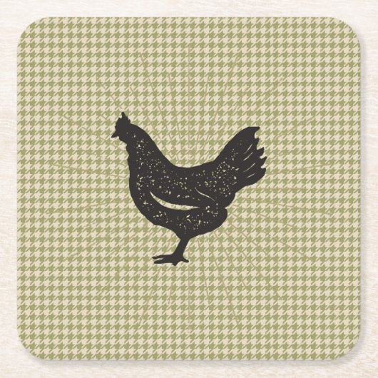 Rustic Chicken Silhouette Onderzetter (Voorkant)