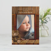 Rustic Child Death Memorial Annountion of Invite Aankondiging (Staand voorkant)