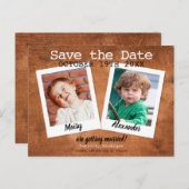 Rustic Childhood Foto's  hout sparen de datum Briefkaart (Voorkant / Achterkant)