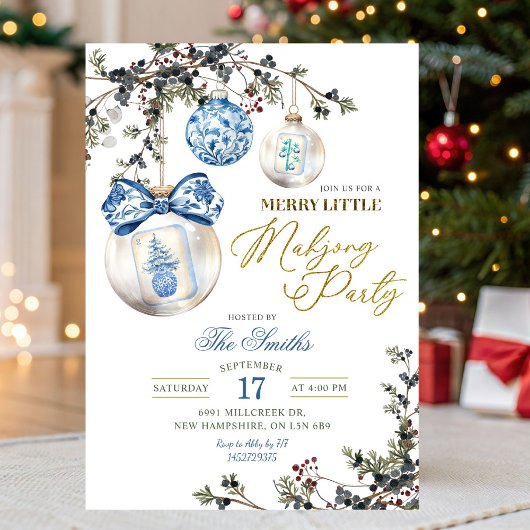 Rustic Chinoiseries Merry Little Mahjong Party Kaart