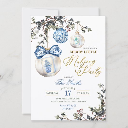 Rustic Chinoiseries Merry Little Mahjong Party Kaart (Voorkant)