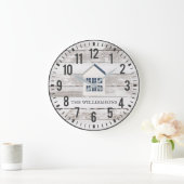 Rustic Chippy Planks Custom Family Name Farmhouse Grote Klok (Huis)