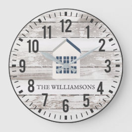 Rustic Chippy Planks Custom Family Name Farmhouse Grote Klok