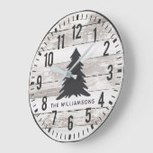 Rustic Chippy Planks Custom Family Name Kerstmis Grote Klok (Hoek)