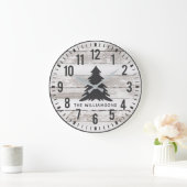 Rustic Chippy Planks Custom Family Name Kerstmis Grote Klok (Huis)