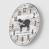 Rustic Chippy Planks Custom Family Name Sheep Grote Klok (Hoek)