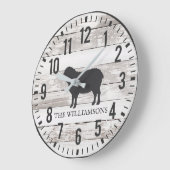 Rustic Chippy Planks Custom Family Name Sheep Grote Klok (Hoek)