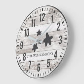 Rustic Chippy Planks Custom Family Name Stars Grote Klok (Hoek)