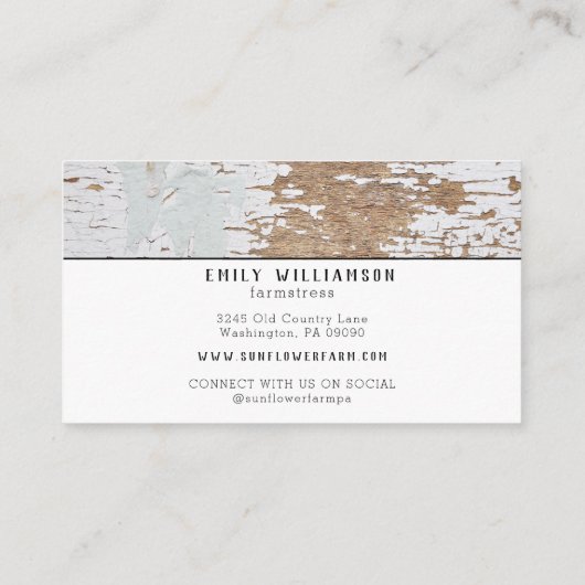 Rustic Chippy Wood Country Farmhouse Visitekaartje (Achterkant)